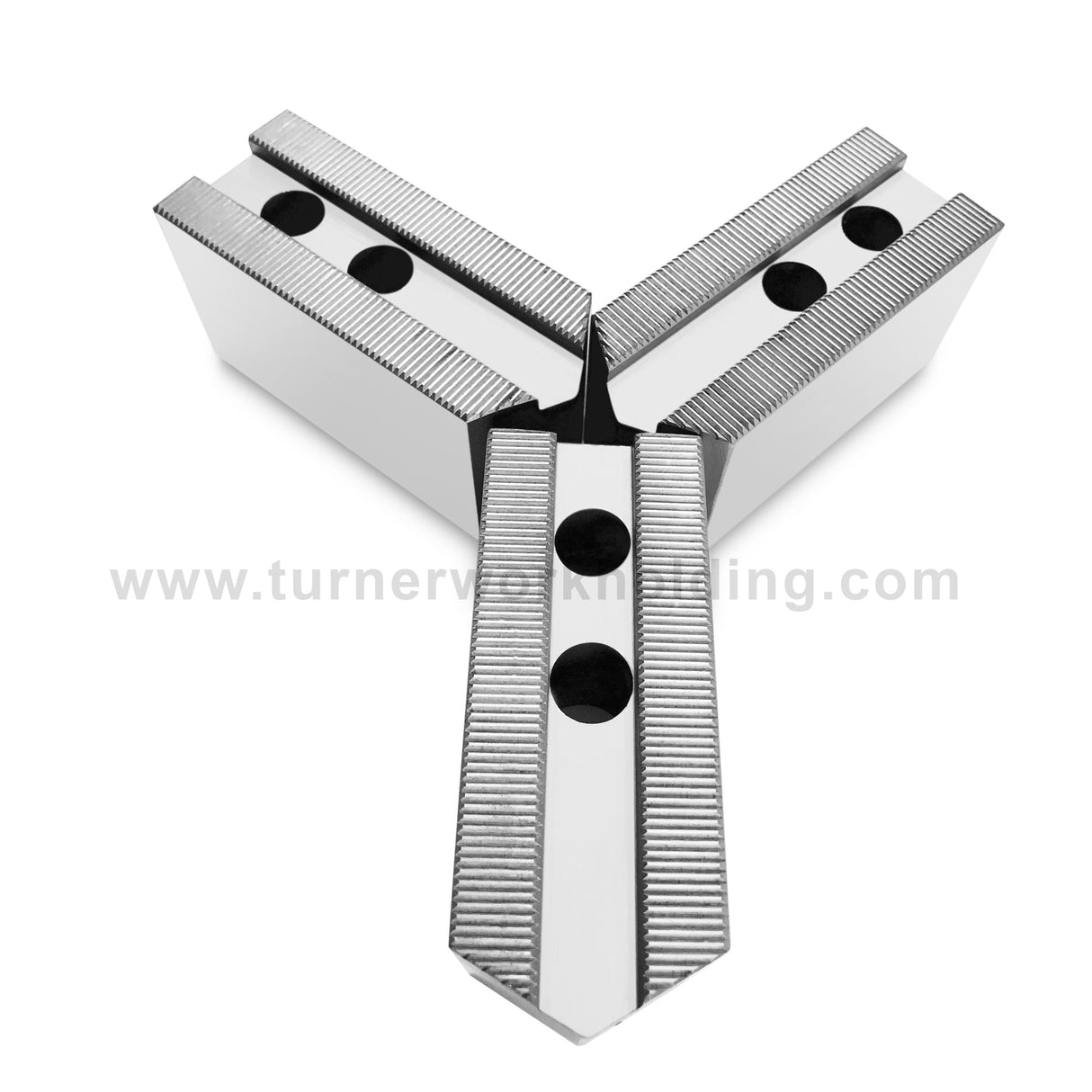 K-6C-3.0-SP - 6" Lathe Chuck Serrated Steel Soft Jaws Set (3 Pcs), Pointed, 3" Height, for Kitagawa (B-206), Samchully Power Chucks